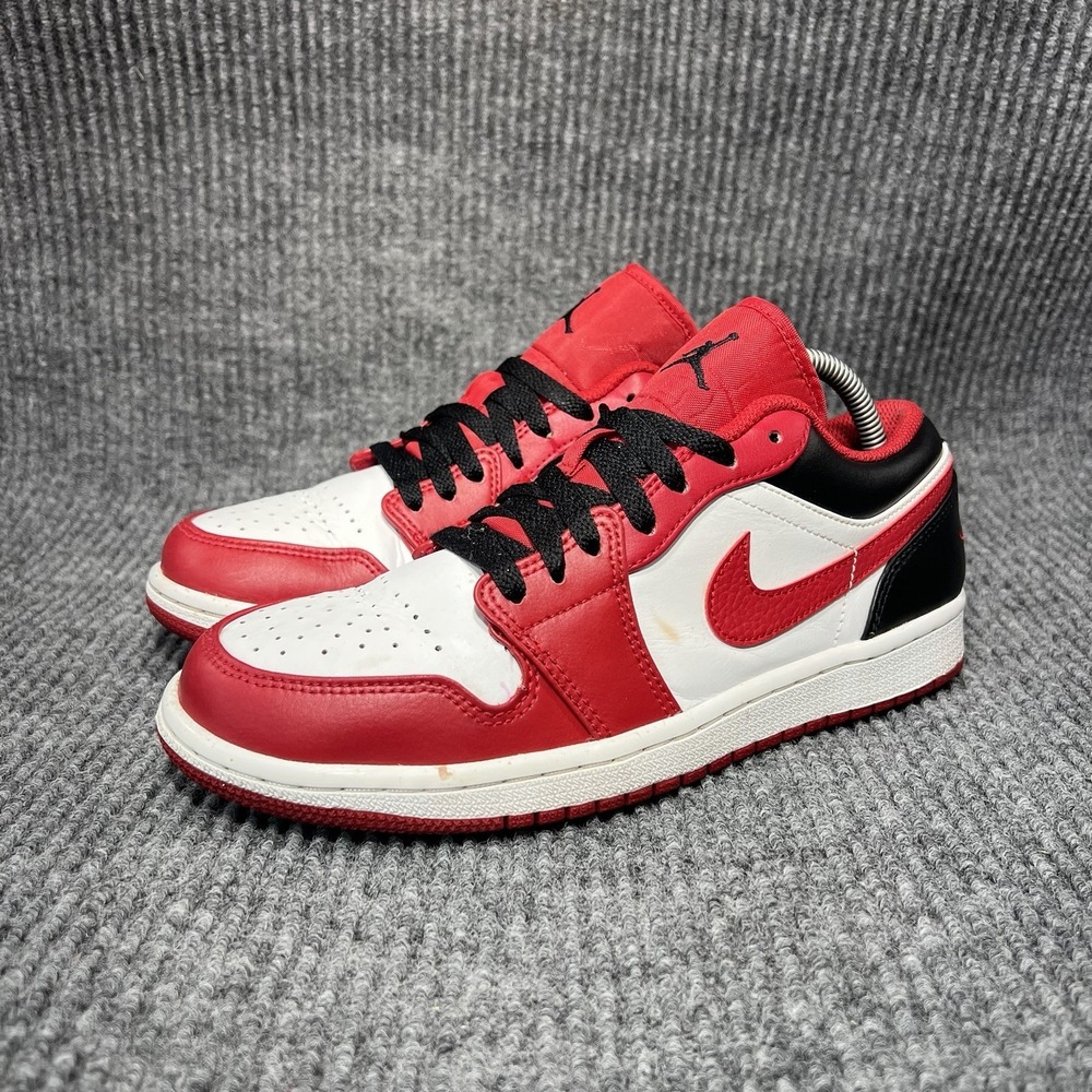 Jordan 1 Low Bulls Men's Size 8 Reverse Black Toe Red Basketball Shoe 55355-163